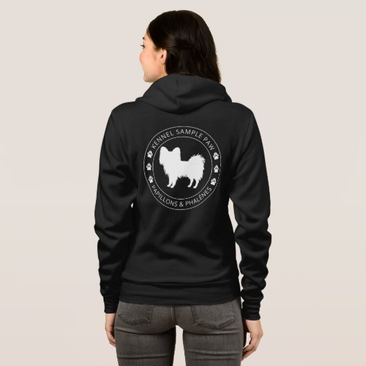Papillon Dog Silhouette met poten en aangepaste te Hoodie (Achterkant volledig)