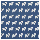Papillon Dog Silhouette Pet Navy Blue Stof (Swatch)