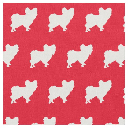 Papillon Dog Silhouette Pet Red Stof (Close Up)
