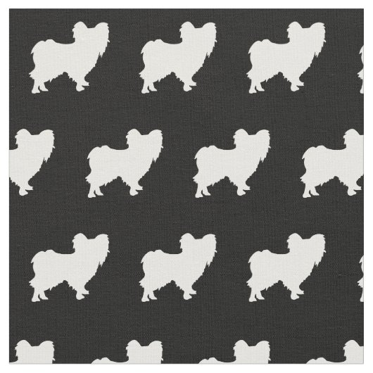 Papillon Dog Silhouette Pet Stof (Close Up)