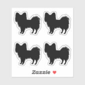 Papillon Dog Silhouette, zwart (of andere kleur) Sticker (Vel)