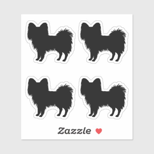 Papillon Dog Silhouette, zwart (of andere kleur) Sticker (Vel)