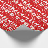 Papillon Dog Silhouettes Kerstvakantie Patroon Cadeaupapier (Hoek)