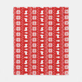 Papillon Dog Silhouettes Kerstvakantie Patroon Fleece Deken (Voorkant)