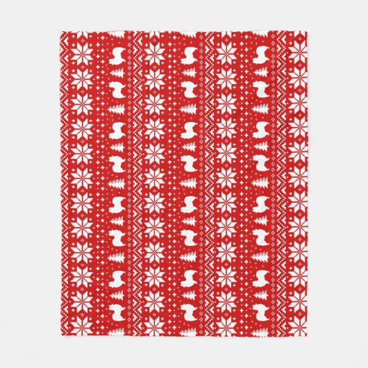 Papillon Dog Silhouettes Kerstvakantie Patroon Fleece Deken (Voorkant)