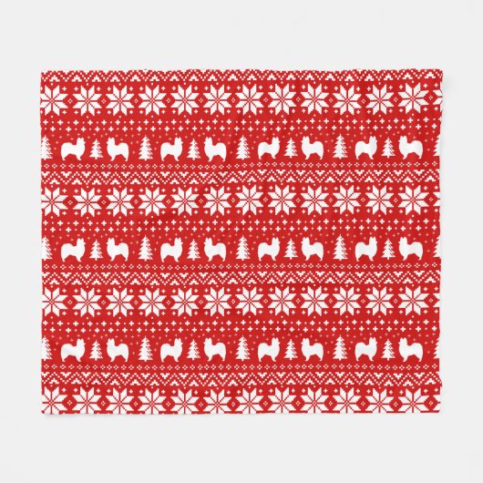 Papillon Dog Silhouettes Kerstvakantie Patroon Fleece Deken (Voorkant (Horizontaal))