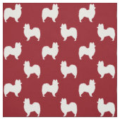 Papillon Dog Silhouettes Pattern Red en White Stof (Swatch)