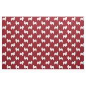 Papillon Dog Silhouettes Pattern Red en White Stof (Fat Quarter)