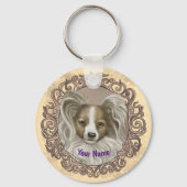 Papillon Dog Sleutelhanger (Voorkant)