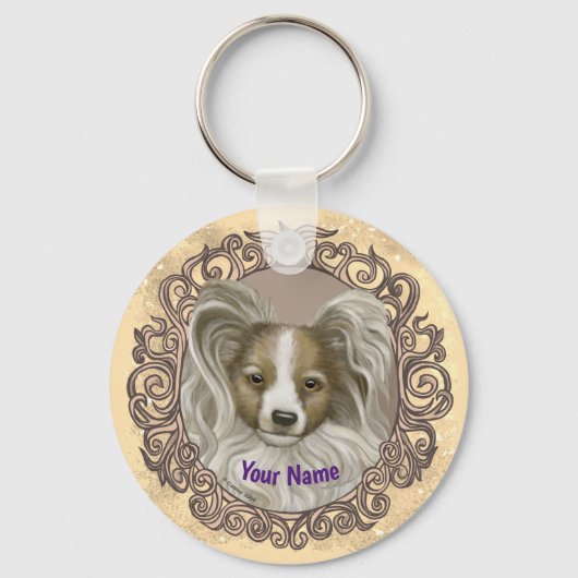 Papillon Dog Sleutelhanger (Voorkant)