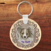 Papillon Dog Sleutelhanger (Voorkant)