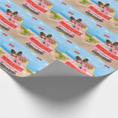 Papillon Dog Valentijnsdag Truck Hearts Cadeaupapier (Hoek)