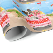 Papillon Dog Valentijnsdag Truck Hearts Cadeaupapier (Rol Hoek)