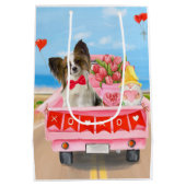 Papillon Dog Valentijnsdag Truck Hearts Medium Cadeauzakje (Achterkant)