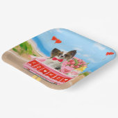 Papillon Dog Valentijnsdag Truck Hearts Papieren Bordje (Gebogen)