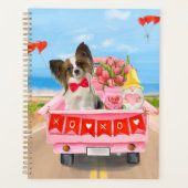 Papillon Dog Valentijnsdag Truck Hearts Planner (Voorkant)
