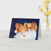 Papillon Dog Wenskaarten Kaart (Gele Bloem)