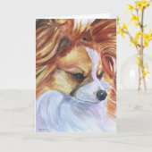 Papillon Dog Wenskaarten / notiecards Kaart (Gele Bloem)