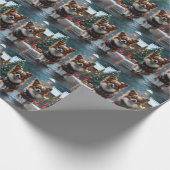 Papillon Dogs Christmas Snow Holiday Cadeaupapier (Hoek)
