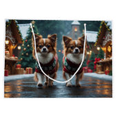 Papillon Dogs Christmas Snow Holiday Groot Cadeauzakje (Achterkant)