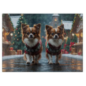 Papillon Dogs Christmas Snow Holiday Snijplank (Voorkant)
