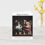 Papillon Dogs in Kersttruien Kaart (Gele Bloem)
