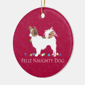 Papillon Feliz Naughty Dog Kerstmis Keramisch Ornament (Links)