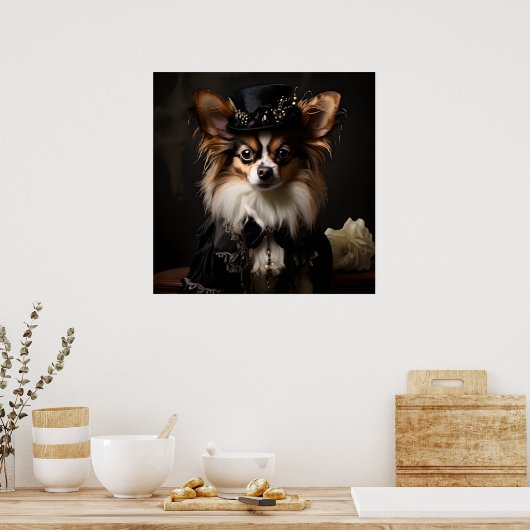 Papillon gekleed in Victoriaans kostuumportret Poster (Keuken)