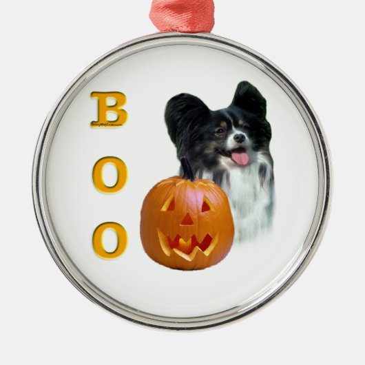 Papillon Halloween BOO Metalen Ornament (Voorkant)