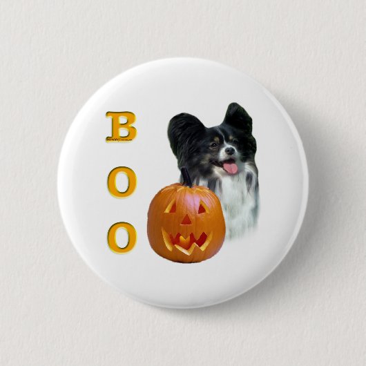 Papillon Halloween BOO Ronde Button 5,7 Cm (Voorkant)