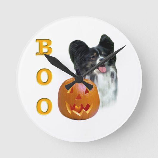 Papillon Halloween BOO Ronde Klok (Voorkant)
