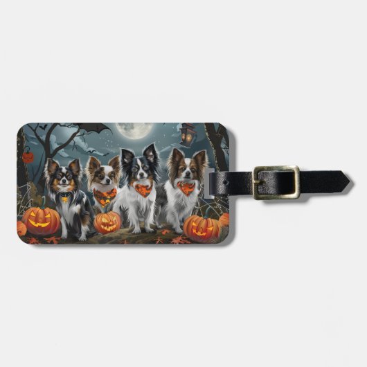 Papillon Halloween Griezelig Bagagelabel (Voorkant horizontaal)