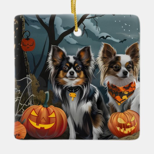 Papillon Halloween Griezelig Keramisch Ornament (Voorkant)