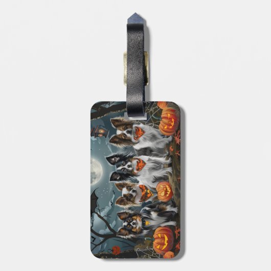 Papillon Halloween Spooky Bagagelabel (Achterkant verticaal)