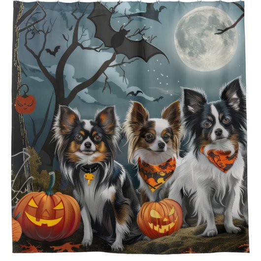 Papillon Halloween Spooky Douchegordijn (Voorkant)