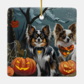 Papillon Halloween Spooky Keramisch Ornament (Achterkant)