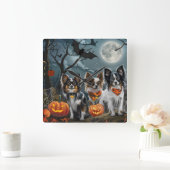 Papillon Halloween Spooky Vierkante Klok (Huis)