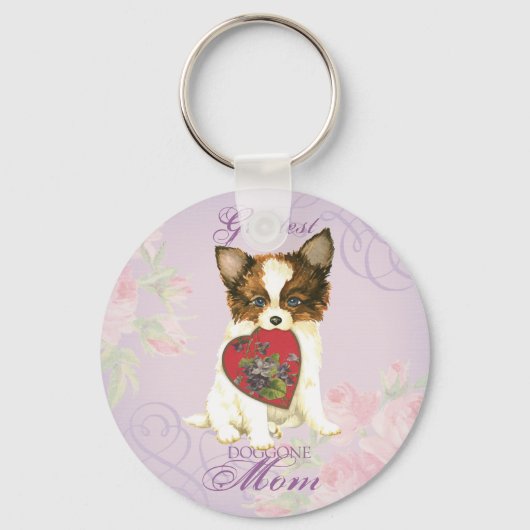 Papillon Heart mama Sleutelhanger (Voorkant)
