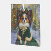 Papillon Holiday  Glas Ornament (Voorkant links)