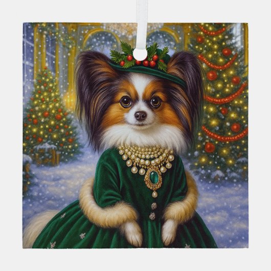 Papillon Holiday  Glas Ornament (Achterkant)