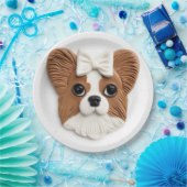 Papillon Hond 3D Geïnspireerd Papieren Bordje (Feest)
