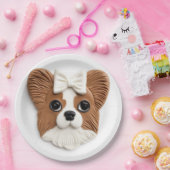 Papillon Hond 3D Geïnspireerd Papieren Bordje (Feest)