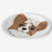 Papillon Hond 3D Geïnspireerd Papieren Bordje (Gekanteld)