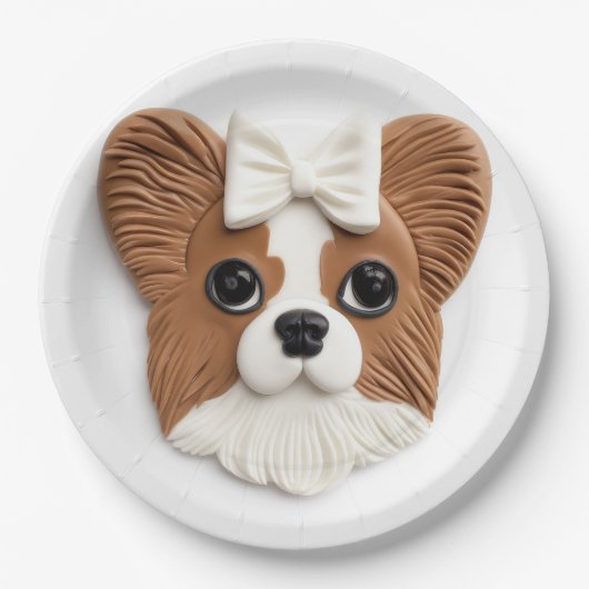 Papillon Hond 3D Geïnspireerd Papieren Bordje (Voorkant)