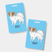 Papillon hond cartoon illustratie badge (Voor- en achterkant)