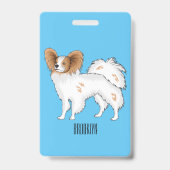 Papillon hond cartoon illustratie badge (Achterkant)