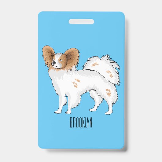 Papillon hond cartoon illustratie badge (Voorzijde)