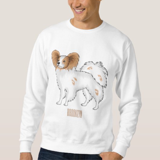 Papillon hond cartoon illustratie trui (Voorkant)
