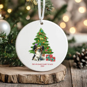 Papillon hond gepersonaliseerde kerst keramisch ornament