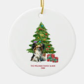 Papillon hond gepersonaliseerde kerst keramisch ornament (Voorkant)